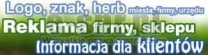 Tabliczka reklamowa z grafiką/reklamą  firmy, urzędu, sklepu 93 na 25 cm - projekt graficzny w cenie